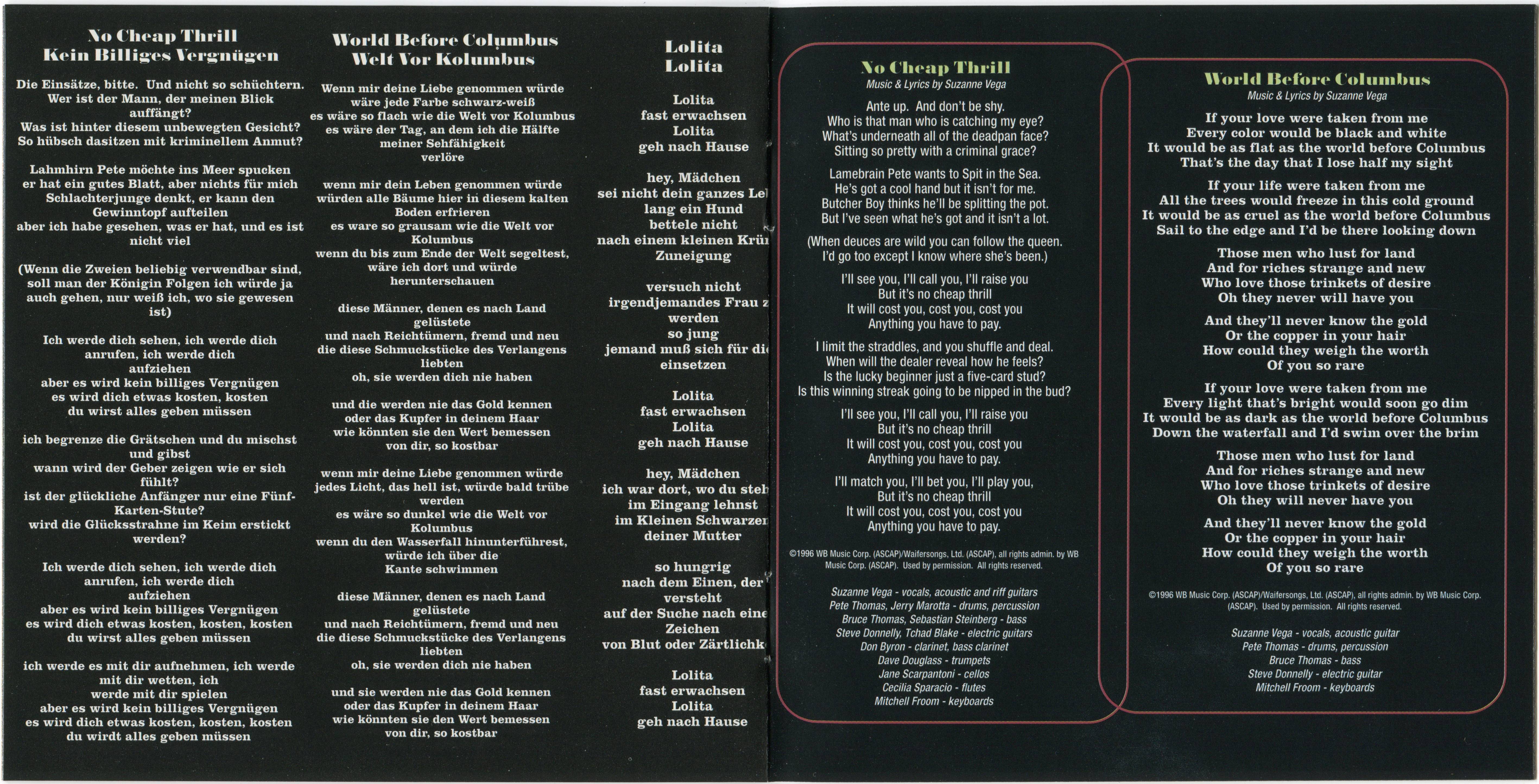 Suzanne Vega  Nine Objects Of Desire : Booklet 5